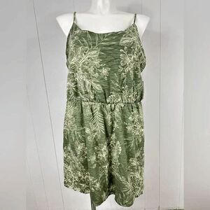 NWT Old Navy XXL Waist Defined Slub Knit Midi Olive Floral Spaghetti Strap Dress